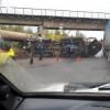 В Татарстане грузовик опрокинулся, задев путепровод кузовом