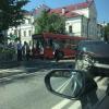 Автобус вылетел на тротуар после столкновения с внедорожником «Лексус» в центре Казани (ФОТО)