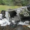 В Татарстане авто вылетело в кювет и загорелось, водителя из салона вытащили очевидцы (ФОТО)