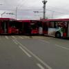 В Казани три красных автобуса «притерлись» боками - это ДТП, которого "не было" 